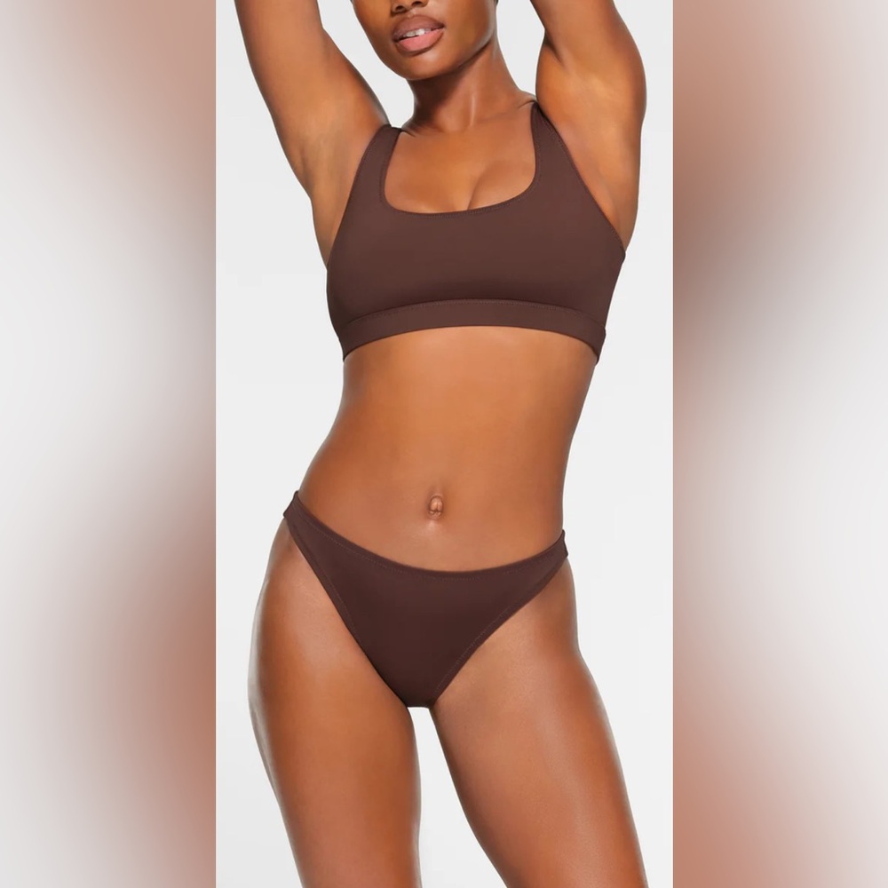 NWT SKIMS Recycled Swim Mid Coverage Bottom Cocoa Size 4X